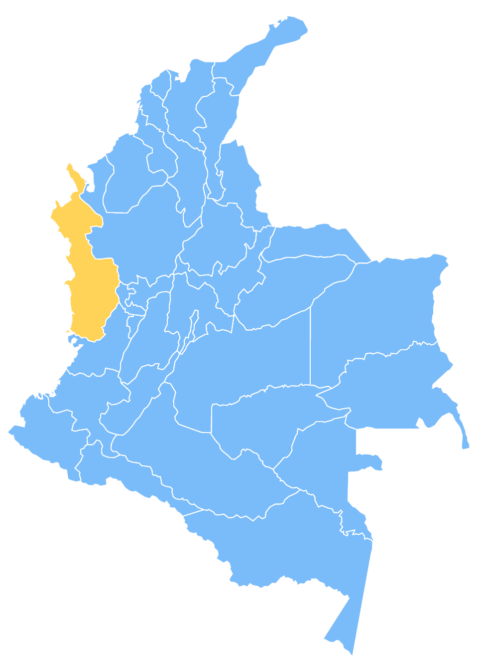 Mapa de Colombia resaltando el departamento de Chocó