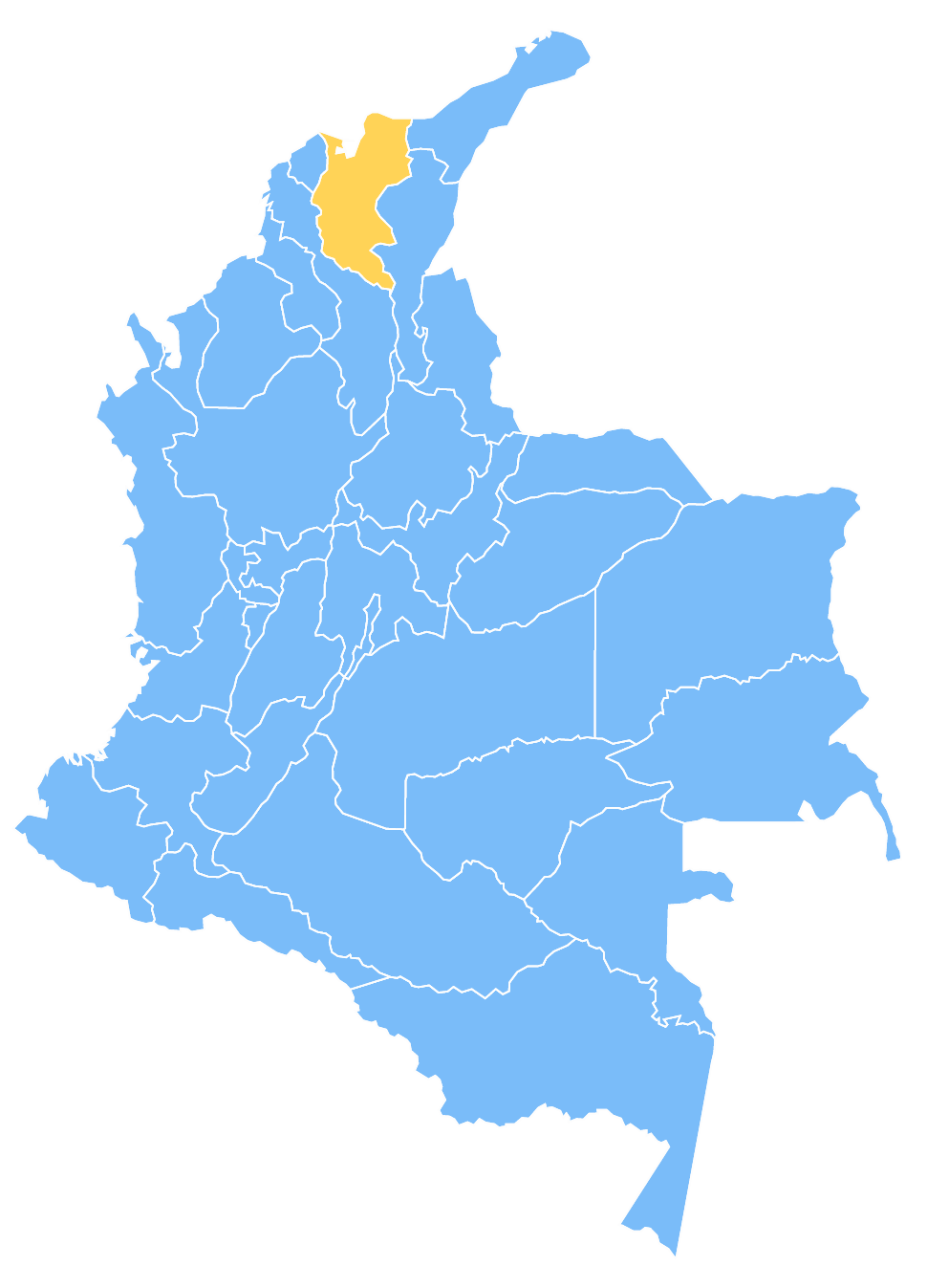 Mapa de Colombia resaltando el departamento de Magdalena