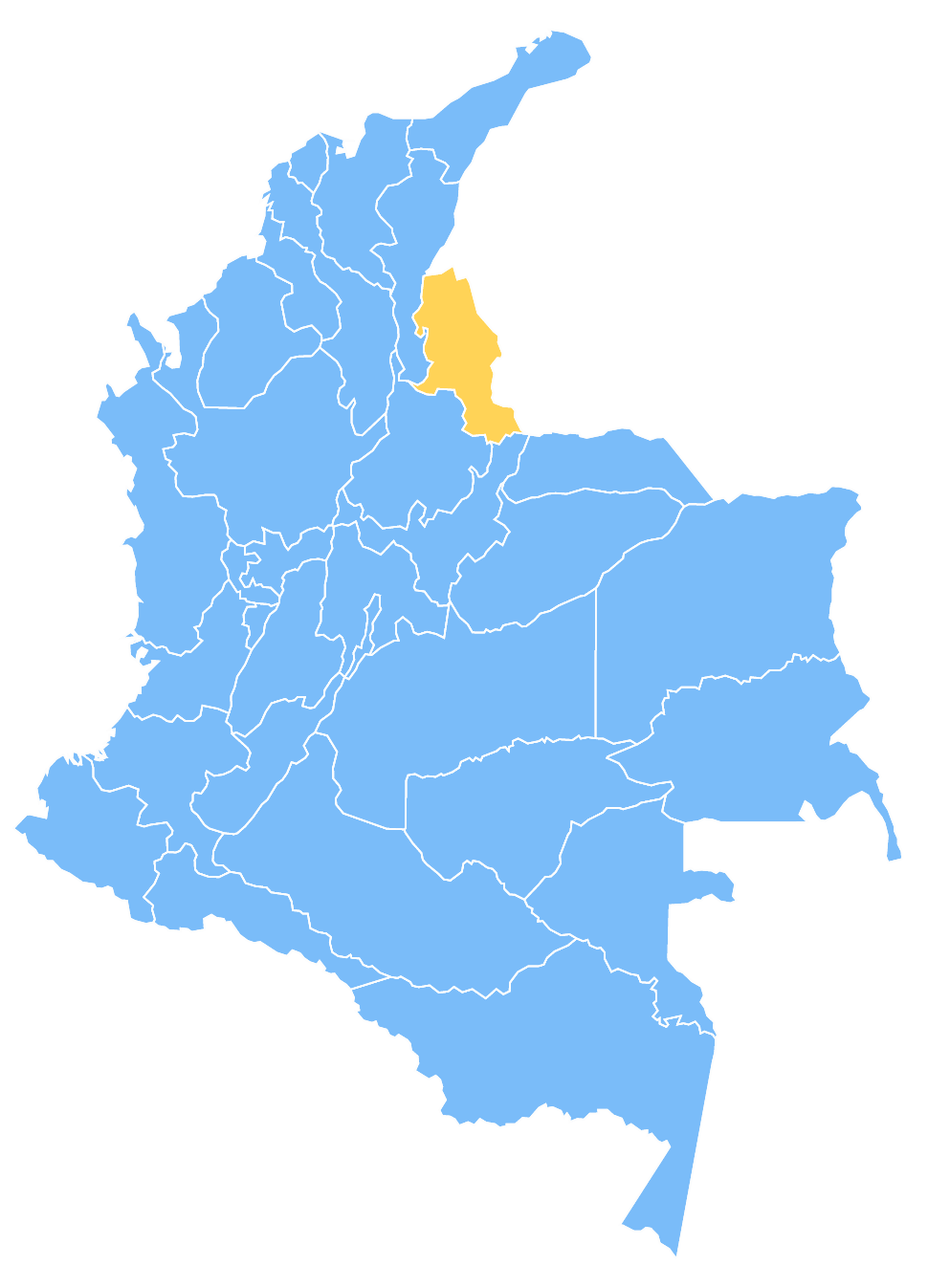 Mapa de Colombia resaltando el departamento de Norte de Santander