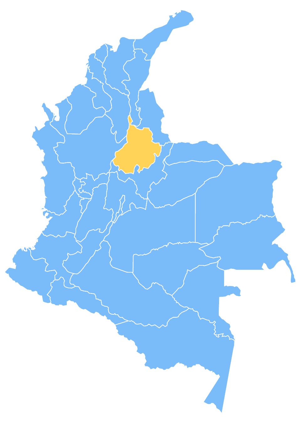 Mapa de Colombia resaltando el departamento de Santander