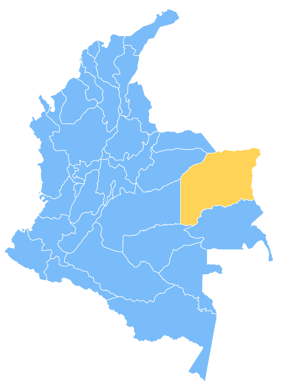 Mapa de Colombia resaltando el departamento de Vichada